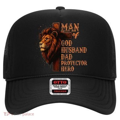 Man Of God Husband Daddy Protector Hero Lion Fathers Day Hat
