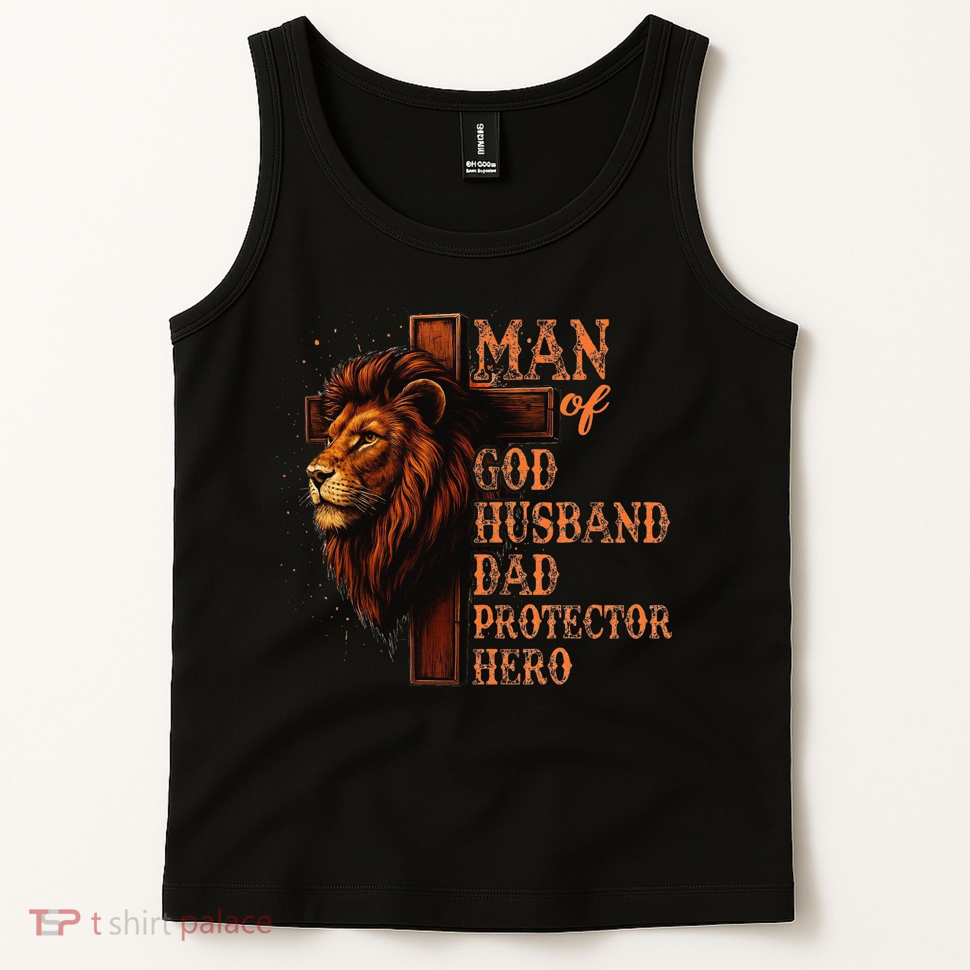 Man Of God Husband Daddy Protector Hero Lion Fathers Day Tank Top