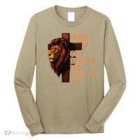 Man Of God Husband Daddy Protector Hero Lion Fathers Day Long Sleeve Shirt thumb 0