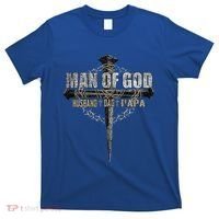 Man Of God Husband Dad Papa Christian Cross FatherS Day T-Shirt thumb 0