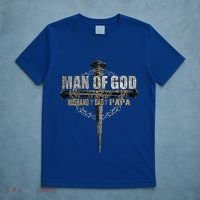 Man Of God Husband Dad Papa Christian Cross FatherS Day T-Shirt thumb 5