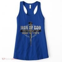 Man Of God Husband Dad Papa Christian Cross FatherS Day Women's Tank Top thumb 0