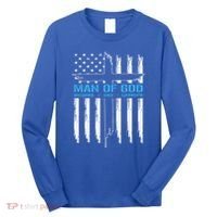 Man Of God Cross American Flag Jesus Christian Long Sleeve Shirt thumb 0