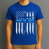 Man Of God Cross American Flag Jesus Christian T-Shirt thumb 3