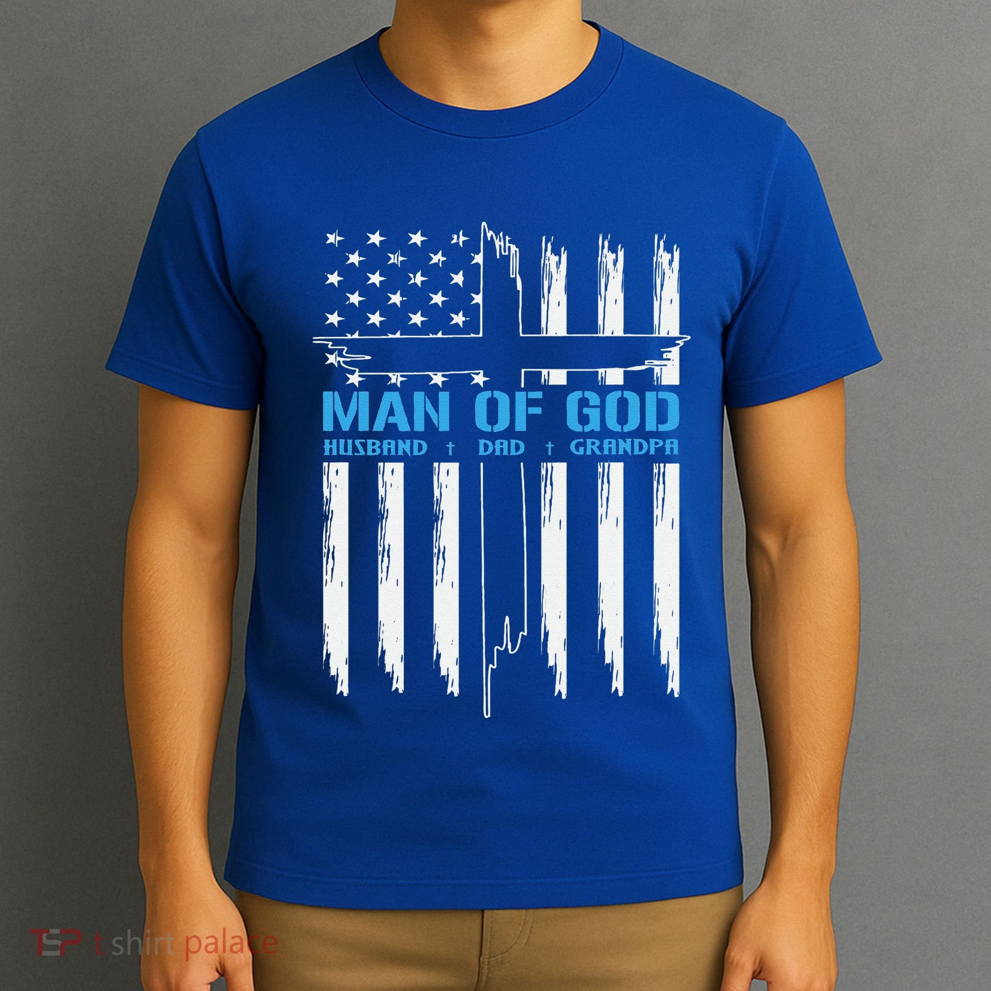 Man Of God Cross American Flag Jesus Christian T-Shirt