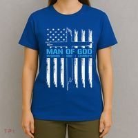 Man Of God Cross American Flag Jesus Christian T-Shirt thumb 4