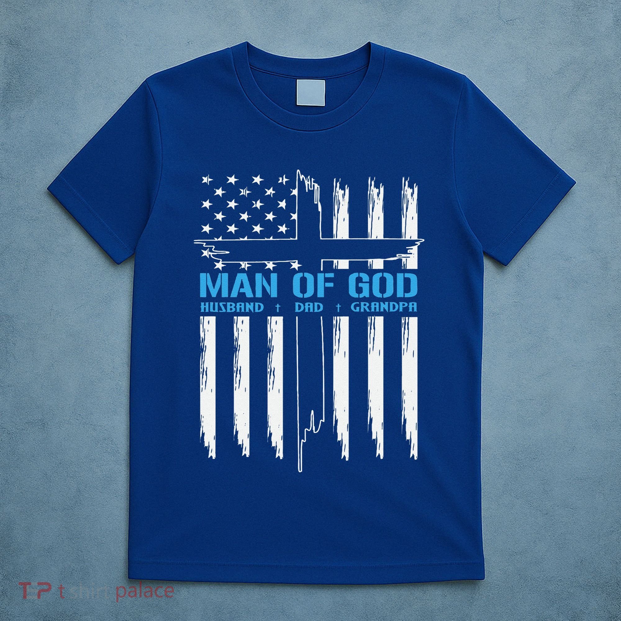 Man Of God Cross American Flag Jesus Christian T-Shirt
