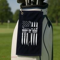 Man Of God Husband Dad Grandpa Funny Golf Towel thumb 2