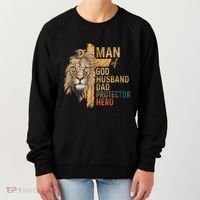 Man Of God Husband Daddy Protector Hero Lion FatherS Day Women's Sweatshirt thumb 0