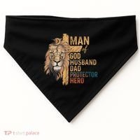 Man Of God Husband Daddy Protector Hero Lion FatherS Day USA-Made Doggie Bandana thumb 0
