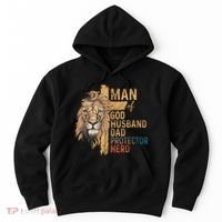 Man Of God Husband Daddy Protector Hero Lion FatherS Day Hoodie thumb 0