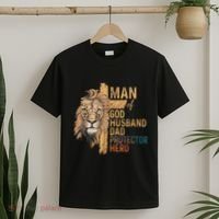 Man Of God Husband Daddy Protector Hero Lion FatherS Day T-Shirt thumb 2