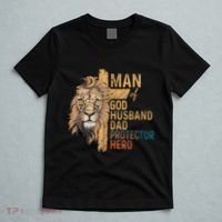 Man Of God Husband Daddy Protector Hero Lion FatherS Day T-Shirt thumb 5