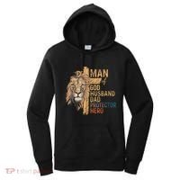 Man Of God Husband Daddy Protector Hero Lion FatherS Day Women's Hoodie thumb 0