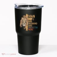 Man Of God Husband Daddy Protector Hero Lion FatherS Day Tumbler thumb 0