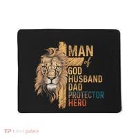 Man Of God Husband Daddy Protector Hero Lion FatherS Day Mousepad thumb 0