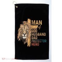 Man Of God Husband Daddy Protector Hero Lion FatherS Day Golf Towel thumb 0