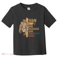 Man Of God Husband Daddy Protector Hero Lion FatherS Day Toddler T-Shirt thumb 0
