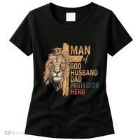 Man Of God Husband Daddy Protector Hero Lion FatherS Day Women's T-Shirt thumb 0