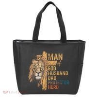 Man Of God Husband Daddy Protector Hero Lion FatherS Day Tote Bag thumb 0