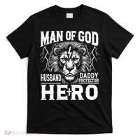 Man Of God Husband Daddy Protector Hero Dad Father's Day T-Shirt thumb 0