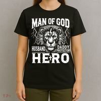 Man Of God Husband Daddy Protector Hero Dad Father's Day T-Shirt thumb 4