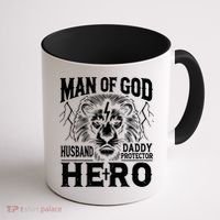 Man Of God Husband Daddy Protector Hero Dad Father's Day Coffee Mug thumb 1
