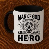 Man Of God Husband Daddy Protector Hero Dad Father's Day Coffee Mug thumb 2