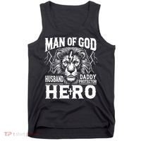 Man Of God Husband Daddy Protector Hero Dad Father's Day Tank Top thumb 0