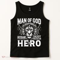 Man Of God Husband Daddy Protector Hero Dad Father's Day Tank Top thumb 2