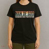 Man Of God Husband Dad Protector Christian Dad Father's Day T-Shirt thumb 4