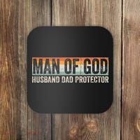 Man Of God Husband Dad Protector Christian Dad Father's Day Coaster thumb 0