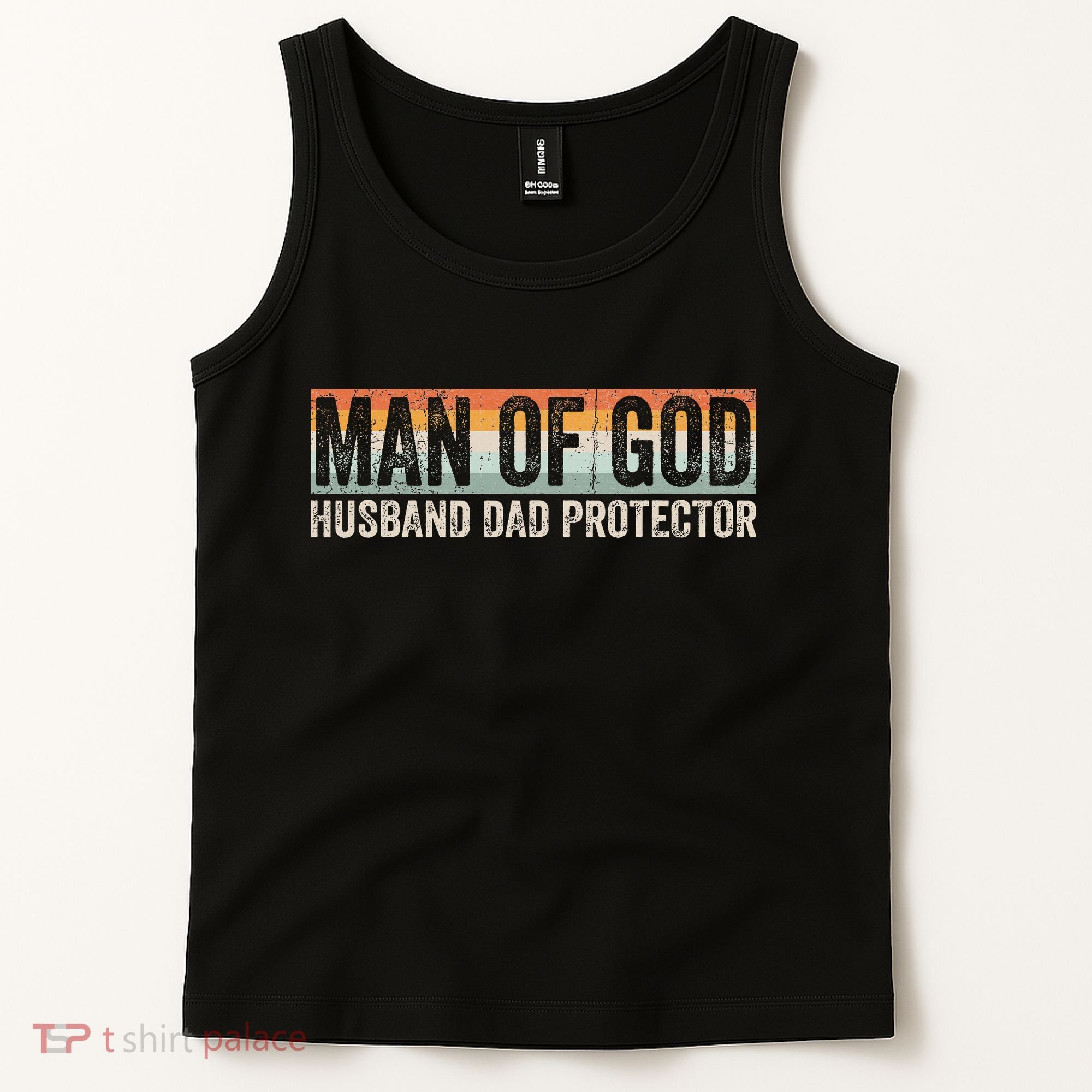 Man Of God Husband Dad Protector Christian Dad Father's Day Tank Top