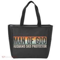 Man Of God Husband Dad Protector Christian Dad Father's Day Tote Bag thumb 0