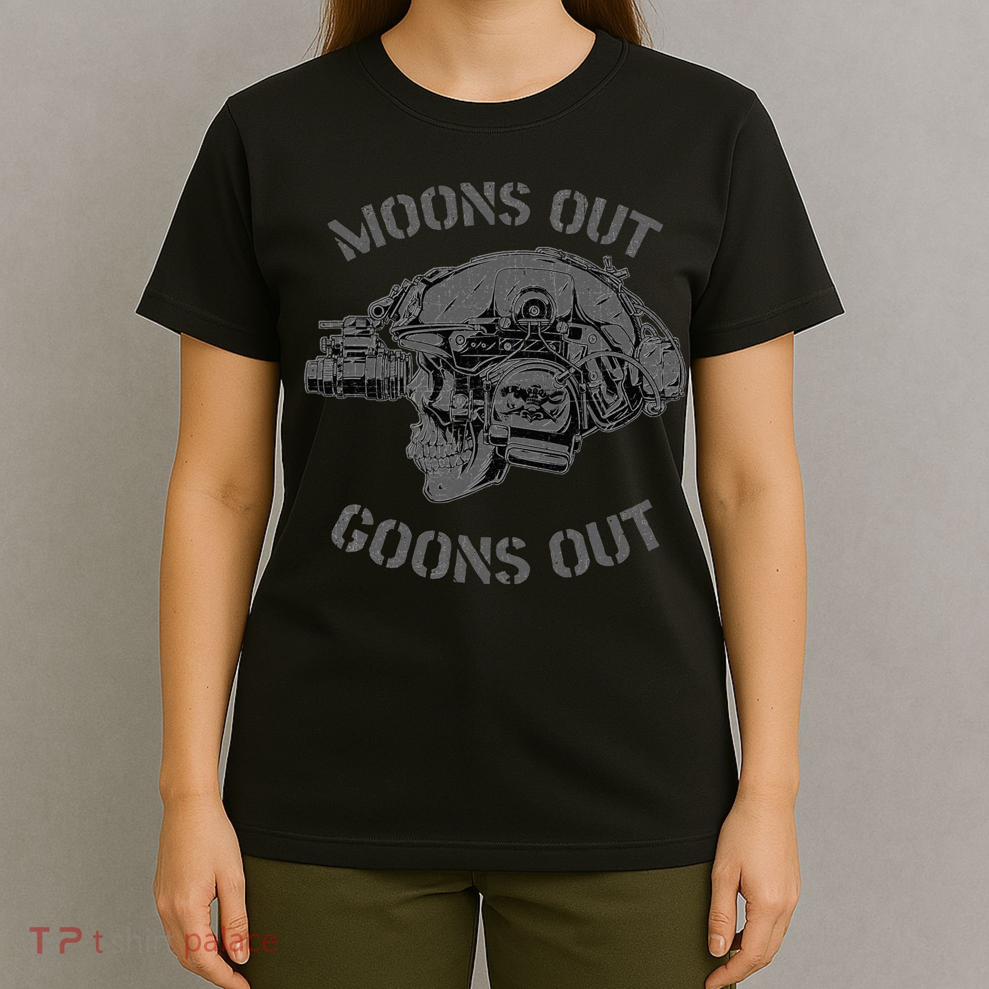 MoonS Out Goons Out Skull Helmet Nvgs Nsw Swcc Dbg Pin T-Shirt