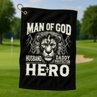 Man Of God Husband Daddy Protector Hero Golf Towel thumb 1