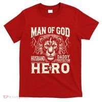 Man Of God Husband Daddy Protector Hero T-Shirt thumb 0