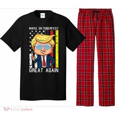 Make Oktoberfest Great Again Oktoberfest Trump American Flag Funny Gift Pajama Set