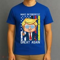 Make Oktoberfest Great Again Oktoberfest Trump American Flag Funny Gift T-Shirt thumb 3