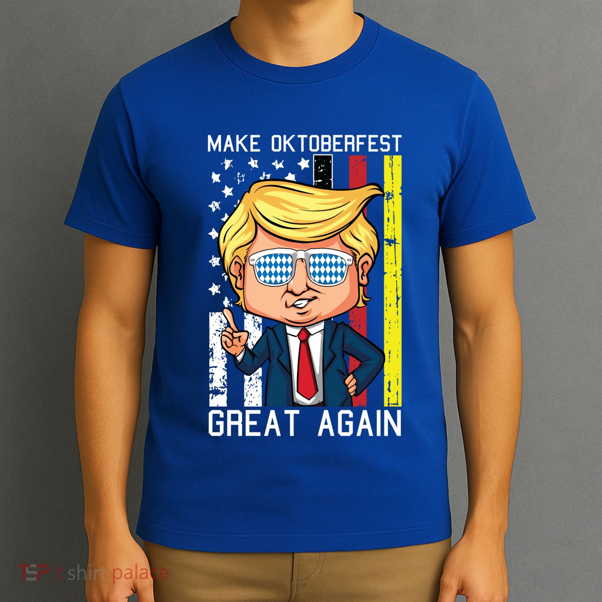 Make Oktoberfest Great Again Oktoberfest Trump American Flag Funny Gift T-Shirt