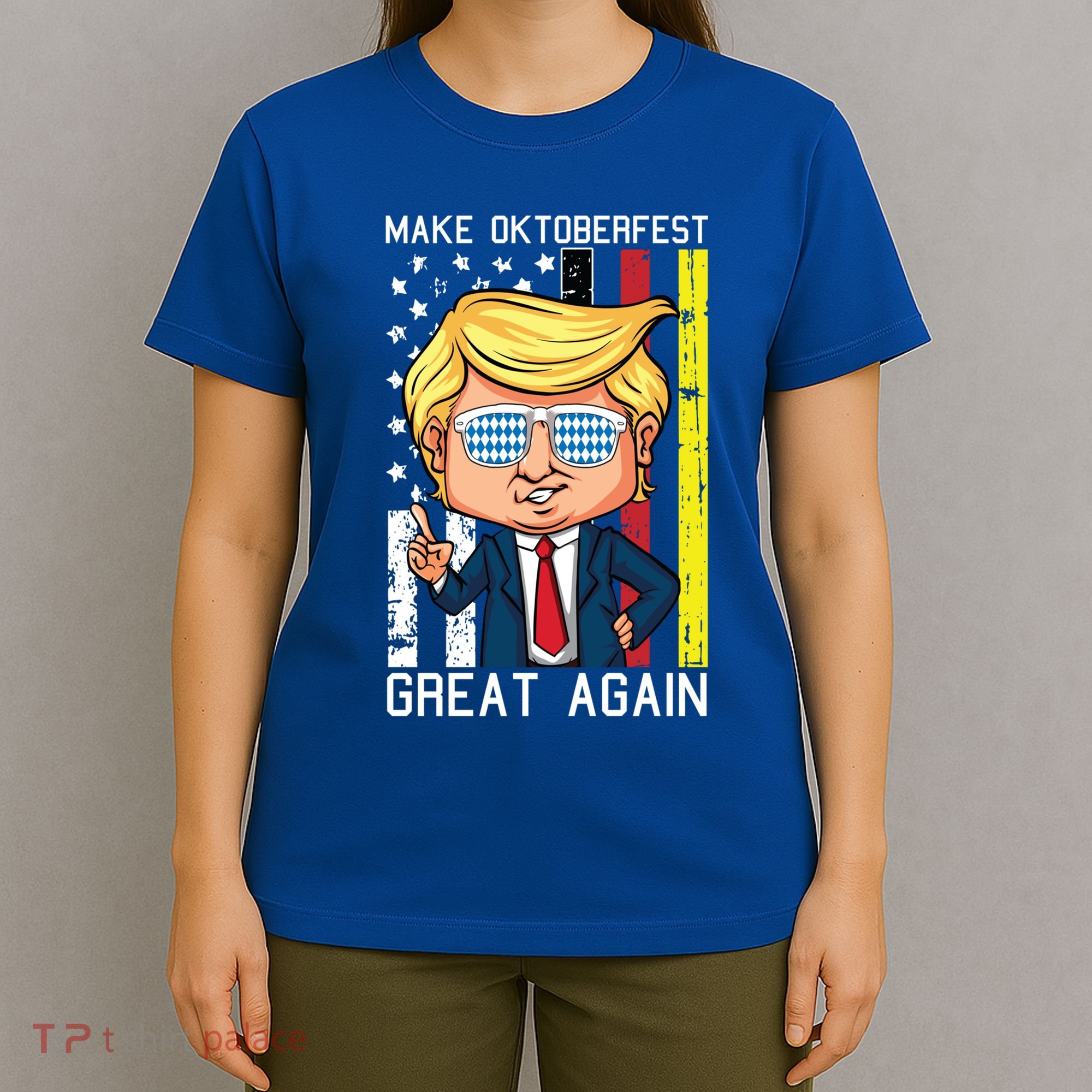 Make Oktoberfest Great Again Oktoberfest Trump American Flag Funny Gift T-Shirt