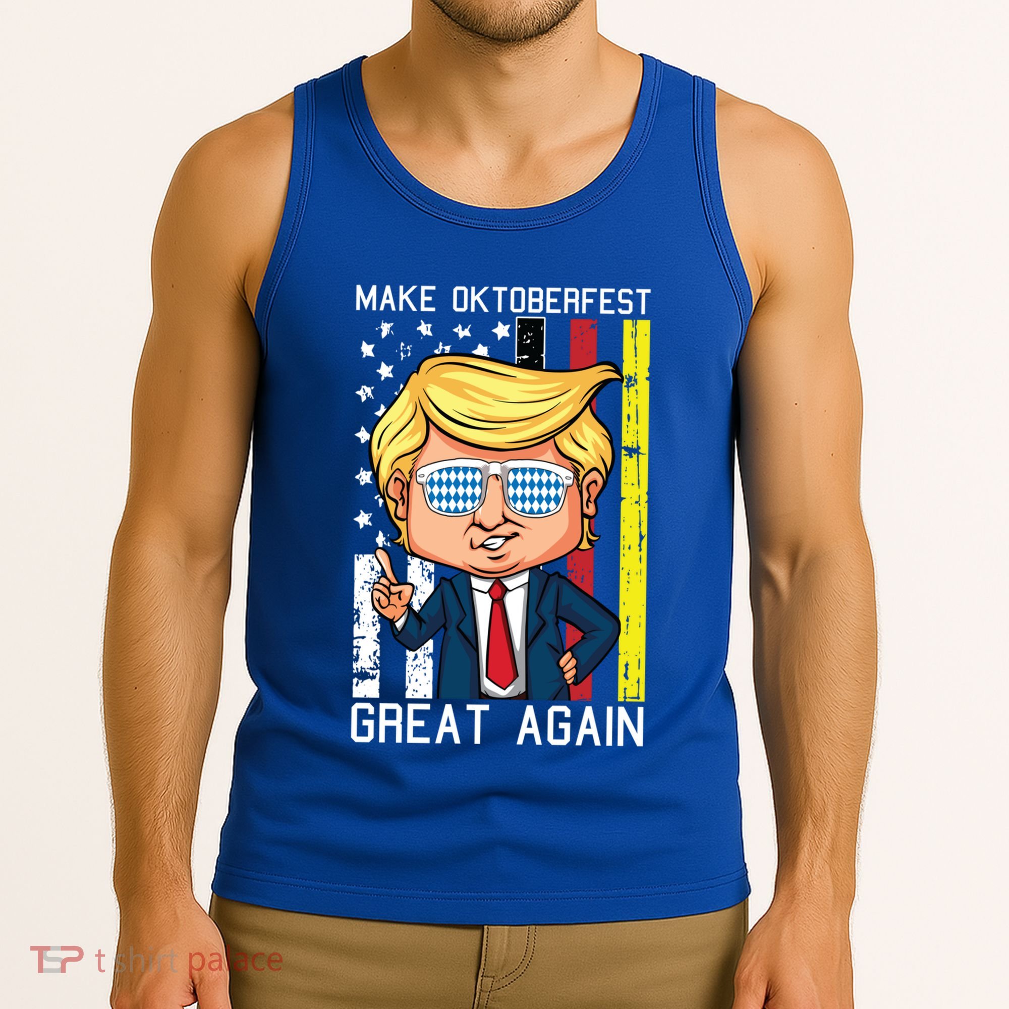 Make Oktoberfest Great Again Oktoberfest Trump American Flag Funny Gift Tank Top