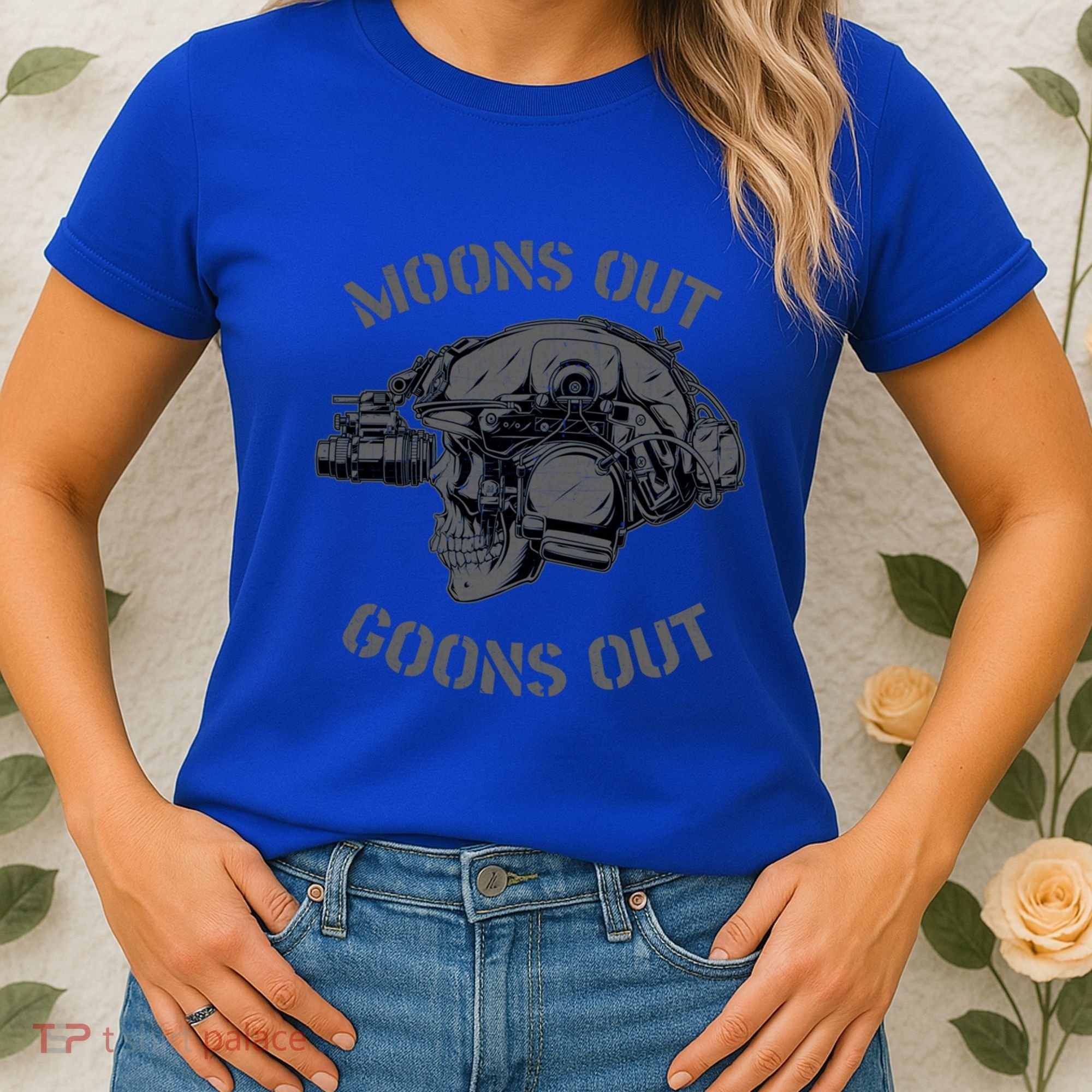 Moons Out Goons Out Skull Helmet Nvgs Military S Gift Women's T-Shirt