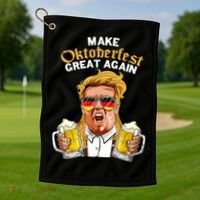 Make Oktoberfest Great Again Funny Trump Beer Mug Meaningful Gift Golf Towel thumb 1