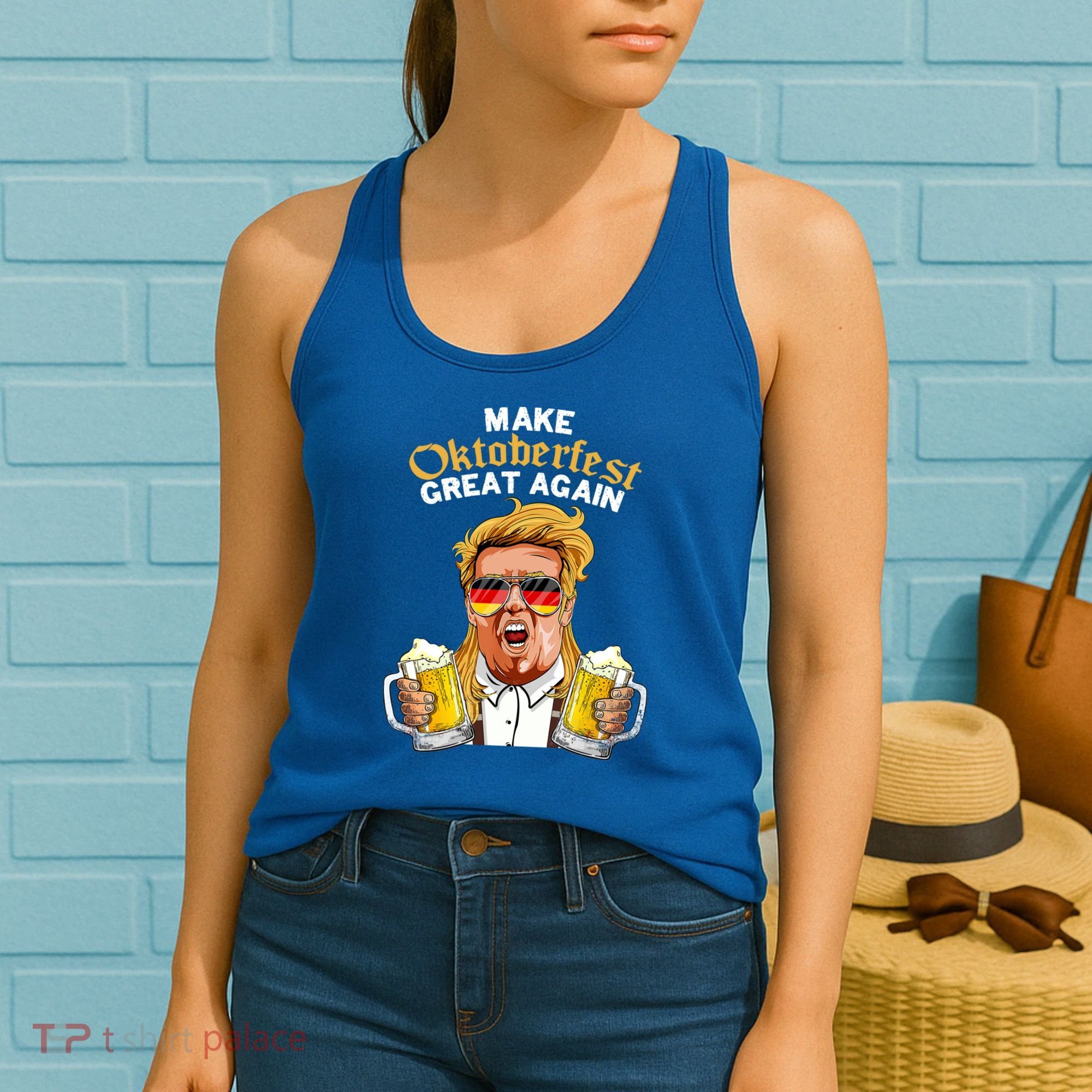 Make Oktoberfest Great Again Funny Trump Beer Mug Meaningful Gift Women's Tank Top