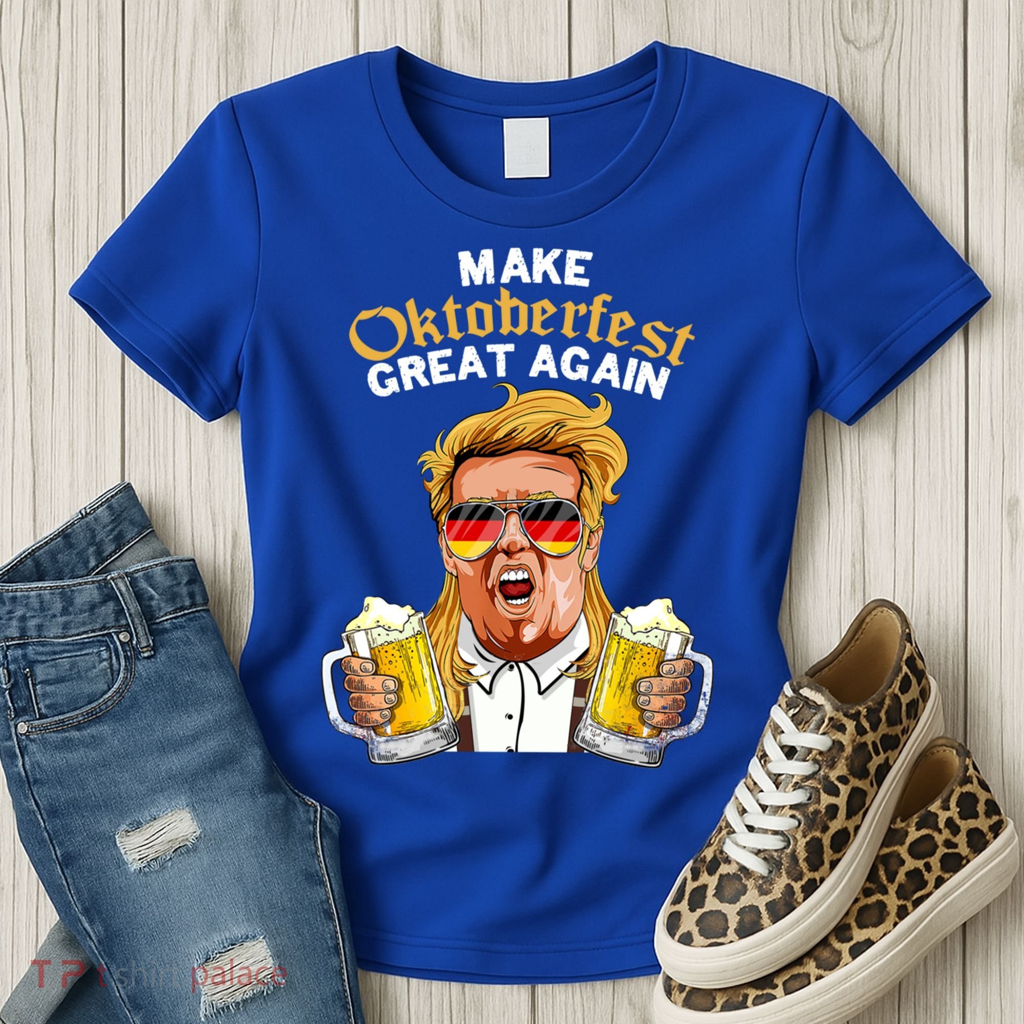 Make Oktoberfest Great Again Funny Trump Beer Mug Meaningful Gift Women's T-Shirt