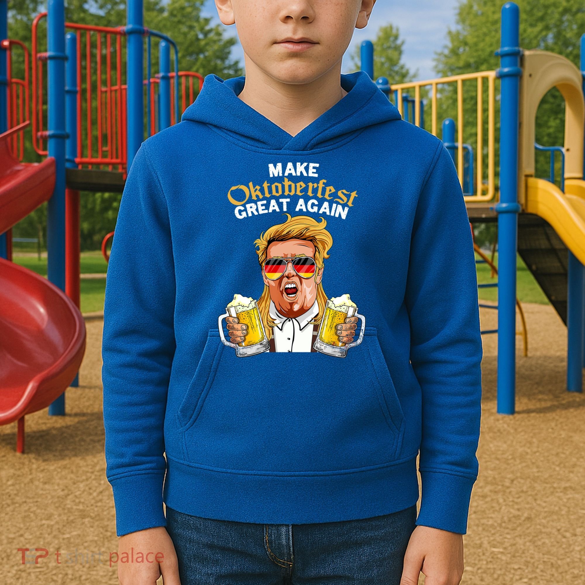 Make Oktoberfest Great Again Funny Trump Beer Mug Meaningful Gift Kids Hoodie