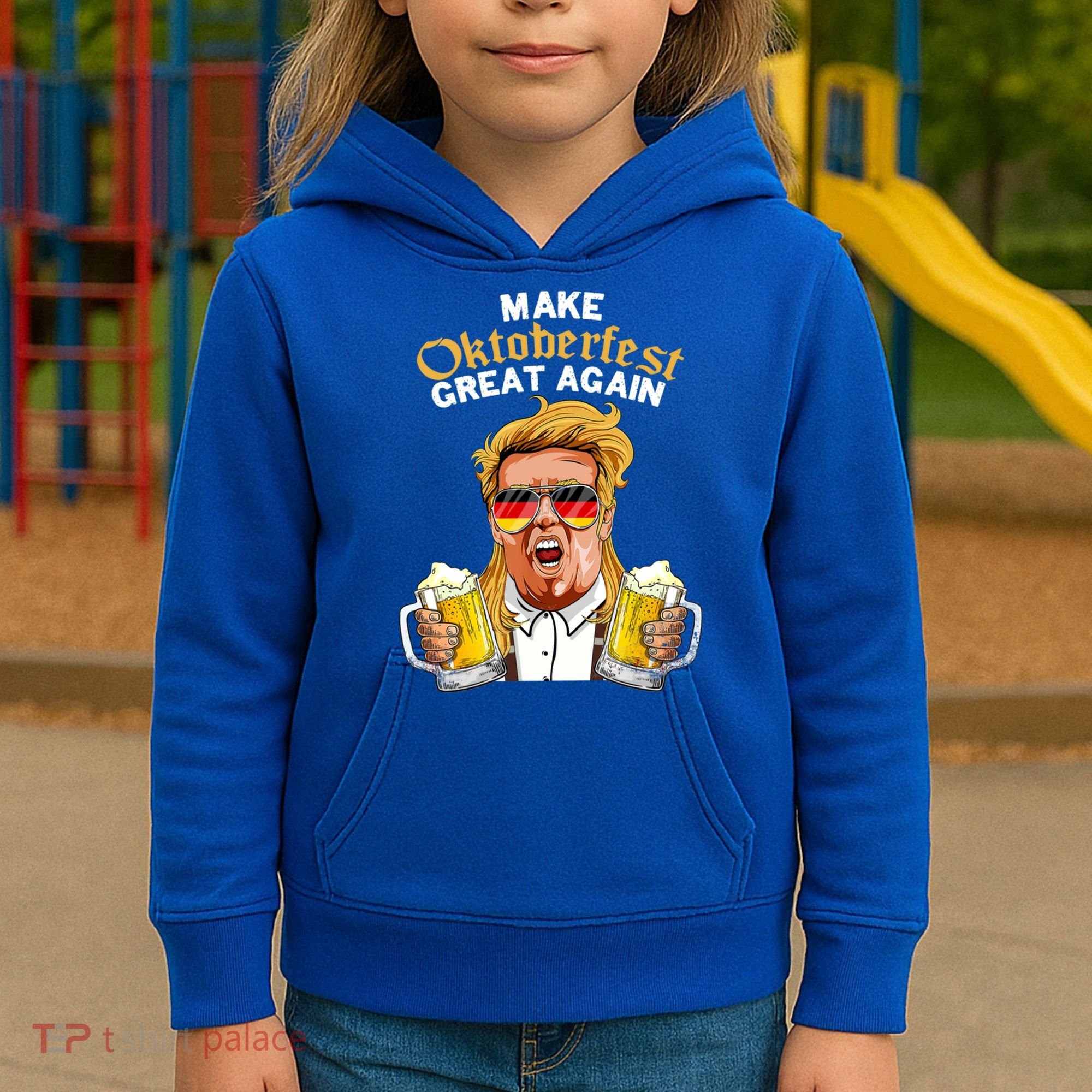 Make Oktoberfest Great Again Funny Trump Beer Mug Meaningful Gift Kids Hoodie