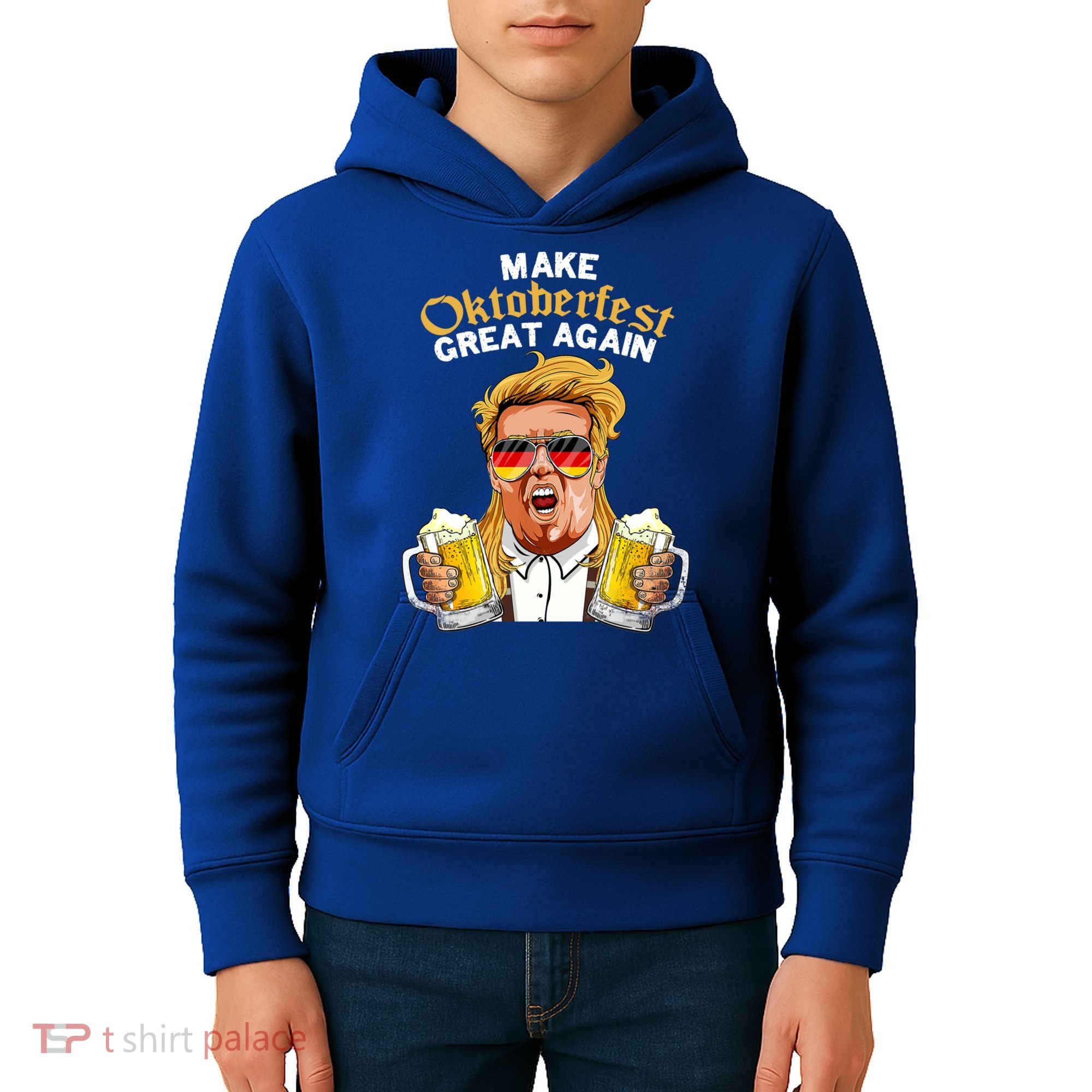 Make Oktoberfest Great Again Funny Trump Beer Mug Meaningful Gift Kids Hoodie