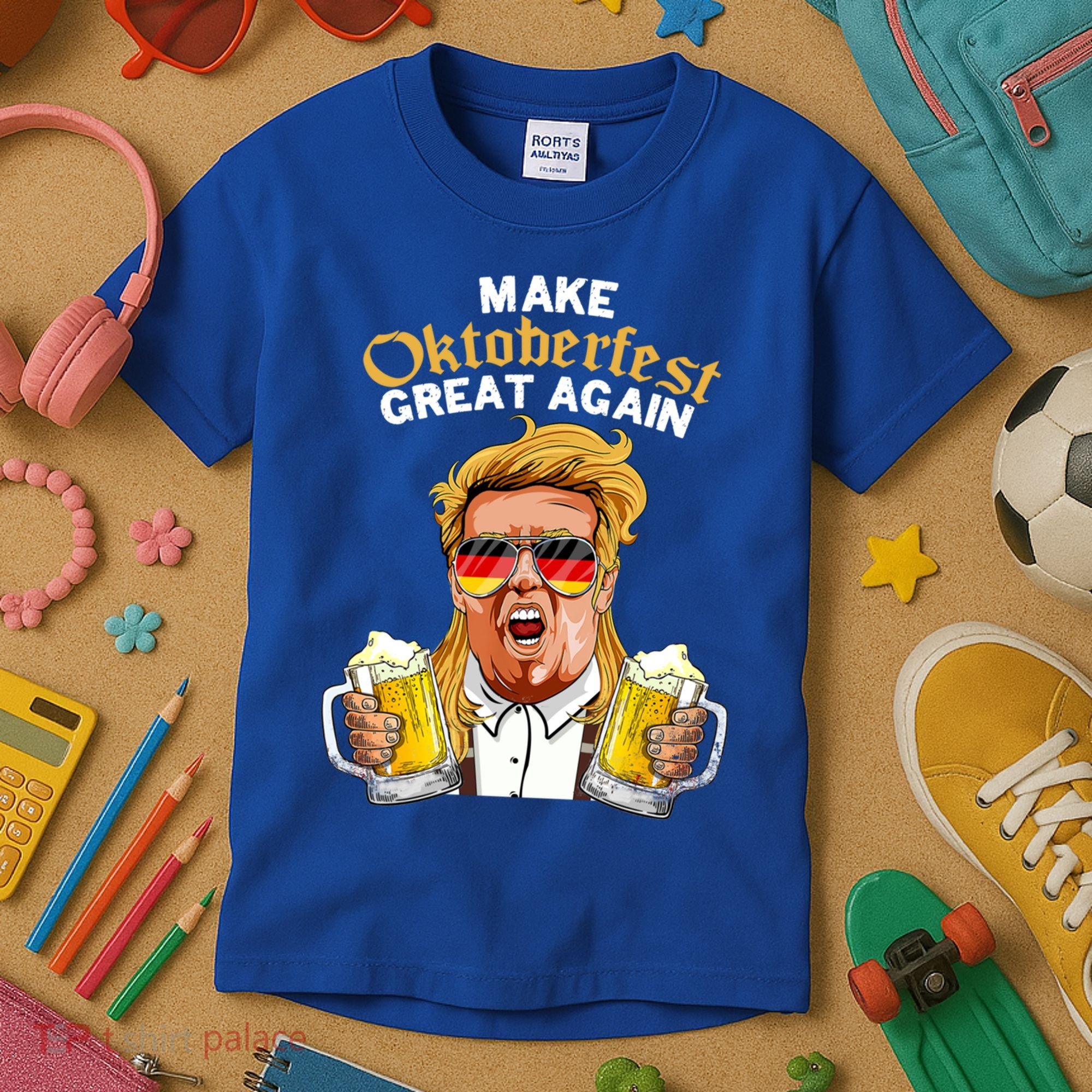Make Oktoberfest Great Again Funny Trump Beer Mug Meaningful Gift Kids T-Shirt